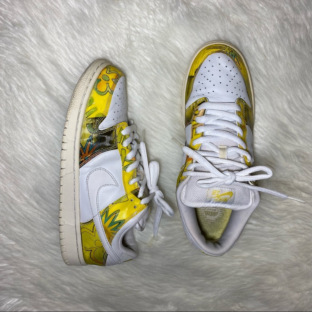 VTG NIKE Dunk Low Pro SB White/Yellow DE LA SOUL 2005 DJ Rectangle pre-owned 10 - Picture 6 of 10